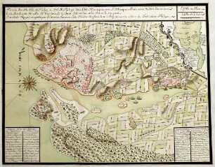 WHK 24 Deutscher Siebenjähriger Krieg 1756-1763: Plan der Belagerung von Fort St. Philippe auf Menorca durch die Franzosen, 16. April bis 29. Juni 1756
