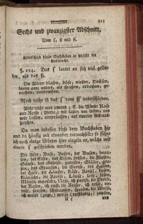 Sechs und zwanzigster Abschnitt. Vom s, ß und ss. - Ein und dreißigster Abschnitt. Vom Gebrauch der Abtheilungs- und Unterstreichungszeichen.