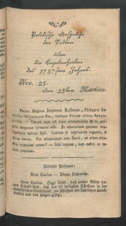 Nro. 25. den 25ten Martius