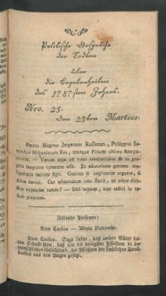 Nro. 25. den 25ten Martius
