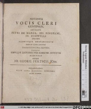 Dissertativncvla Prima Vindicat, Simulque Lectiones Per Semestre Aestivvm Habendas