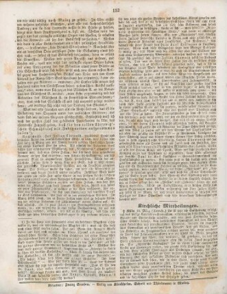 152 Kirchliche Mittheilungen