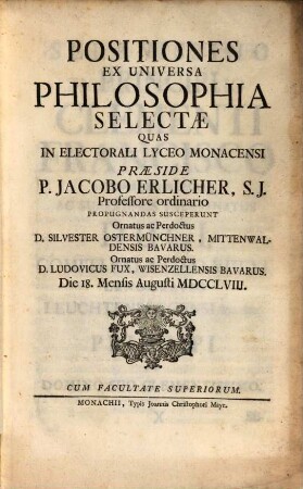 Positiones Ex Universa Philosophia Selectae