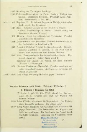 Neunter Zeitraum (seit 1858). Zeitalter Wilhelms I.