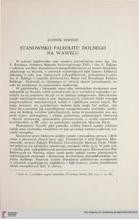 1: Stanowisko paleolitu dolnego na Wawelu