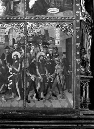 Altar in erster Öffnung — Szenen aus dem Leben Johannes des Täufers — Linker Innenflügel: Vier Szenen aus dem Leben des Heiligen — Die Gefangennahme des Johannes