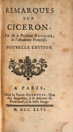 Remarques sur Cicéron