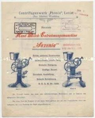 Hand-Milch-Entrahmungsmaschine "Saxonia"