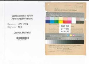 Entnazifizierung Heinrich Dreyer , geb. 12.05.1893 (Lehrer)