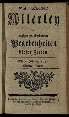 Den 5. Januar 1751. Fünfftes Stück.