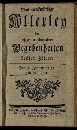 Den 5. Januar 1751. Fünfftes Stück.