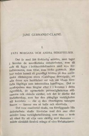 I. Fata Morgana Och Andra Berättelser.