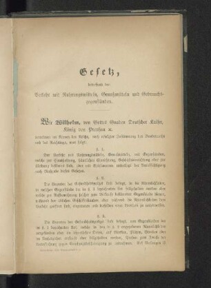 Gesetz, betreffend den Verkehr mit Nahrungsmitteln, Genußmitteln und Gebrauchsgegenstände