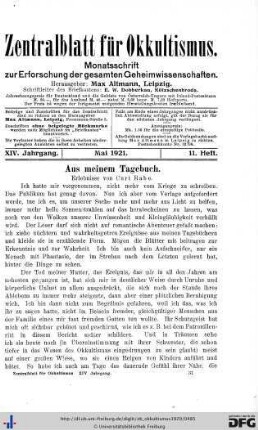 11. Heft (Mai 1921)