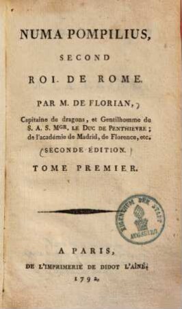 Numa Pompilius, second roi de Rome, 1