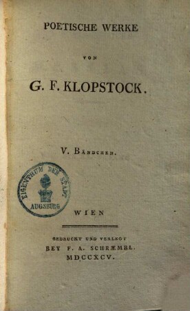 Klopstocks Werke. 5