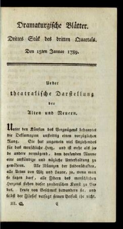 Drittes Stük des dritten Quartals