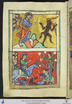 (13v) 3. Versuchung; Einzug in Jerusalem.