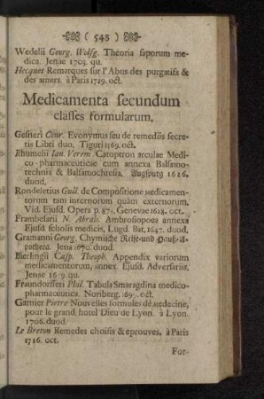 Medicamenta secundum classes formularum.