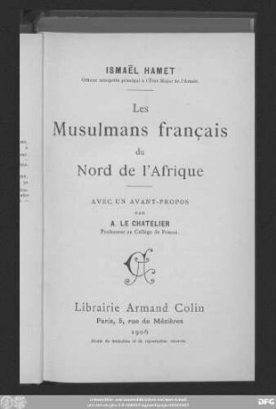 Les musulmans français du Nord de l'Afrique