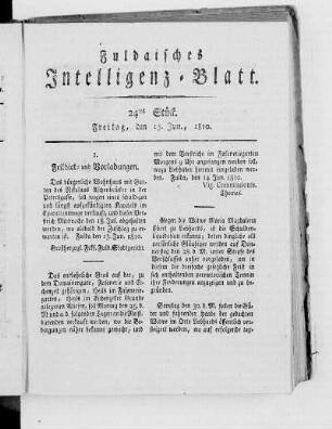 24tes Stück, Ausgabe vom 15. Jun. 1810