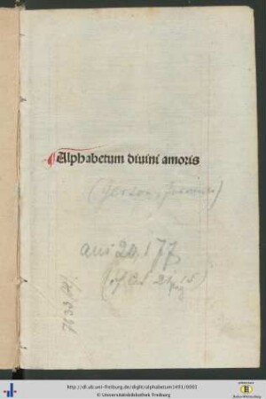 Alphabetum diuini amoris