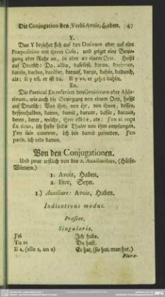 Das Auxiliare Avoir, Haben