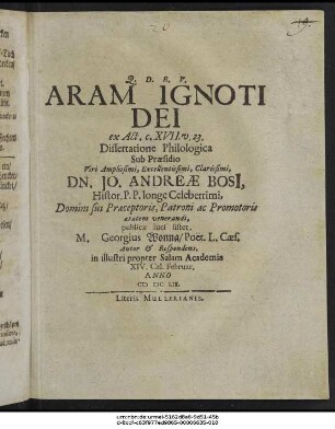 Aram Ignoti Dei ex Act. c. XVII. v. 23.