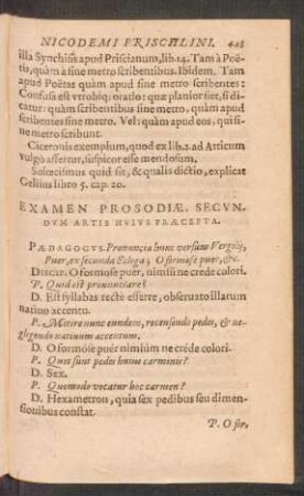 Examen Prosodiae, Secundum Artis Huius Praecepta.