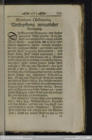 Mensium Obstructio. Verstopffung monatlicher Reinigung