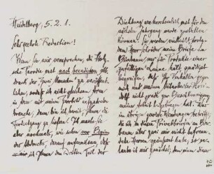 Brief an die Redaktion der Insel