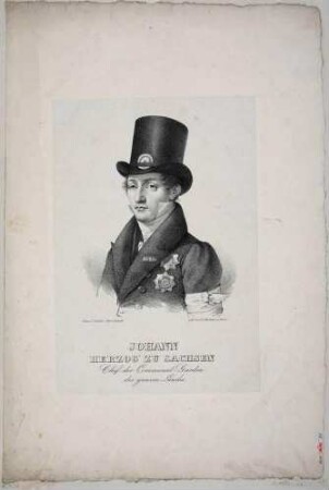 Brustbild Johann Herzog von Sachsen (1801-1873, seit 1854 König von Sachsen) in der Uniform der Kommunalgarde