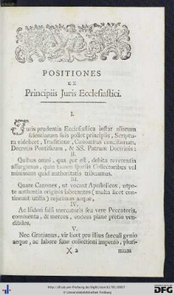 Positiones Ex Principiis Juris Ecclesiastici.