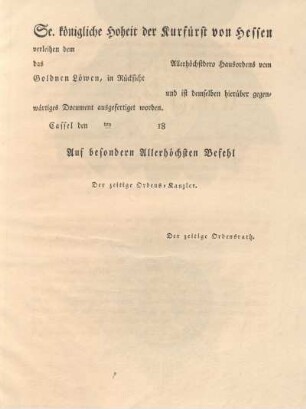[Verleihungsurkunde.]