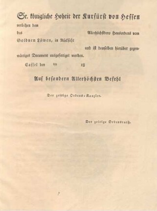 [Verleihungsurkunde.]