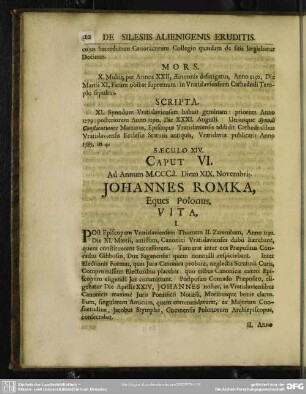 Caput VI. Ad Annum M.CCC.I. Diem XIX. Novembris. Johannes Romka, Eques Polonus