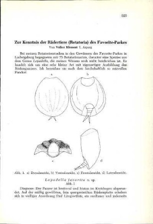 Zur Kenntnisa der Rädertiere (Rotatoria) des Favorite-Parkes