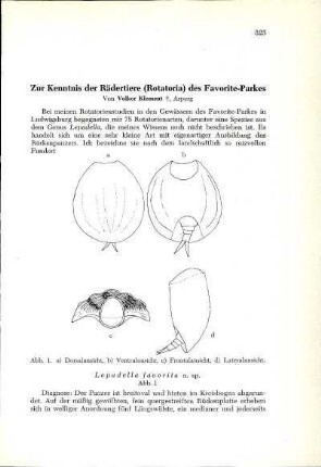 Zur Kenntnisa der Rädertiere (Rotatoria) des Favorite-Parkes