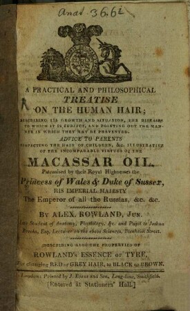 A practical and philosophical treatise on the human hair