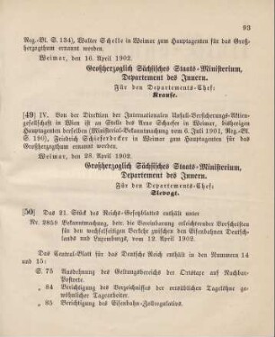 50. Das 21. Stück des Reichs-Gesetzblattes enthält unter: ...