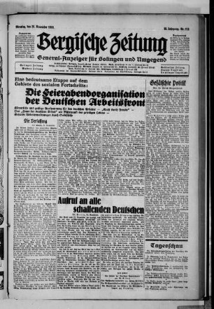 Bergische Zeitung. 1922-1935