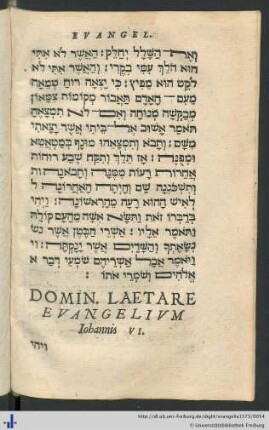 Domin. Laetare Evangelium Iohannis VI.