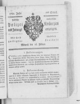 7tes Stück., Ausgabe vom 16. Februar 1780