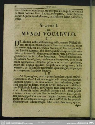 Sectio I. De Mundi Vocabulo