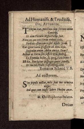 Ad Humaniss. & Eruditiss. Dn. Autorem