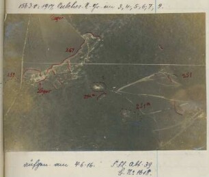 Foto feindlicher Batterien im "Oulcher-Wald" westlich des Château de Blanc Sablon (Luftbild)