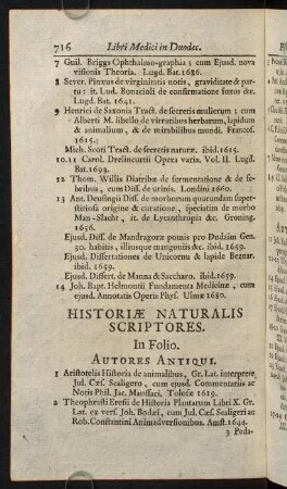 716-721, Historiae Naturalis Scriptores.