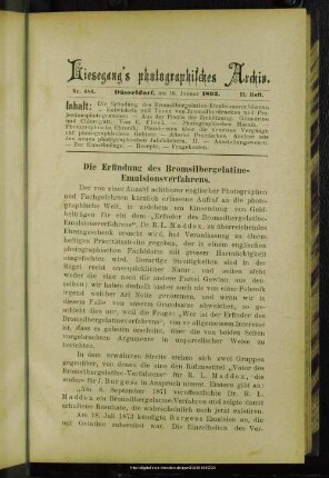 Die Erfindung des Bromsilbergelatine-Emulsionsverfahrens