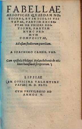 Fabellae Aesopicae quaedam notiores, et in scholis usitatae
