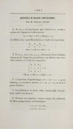 Questions d'analyse indéterminée.